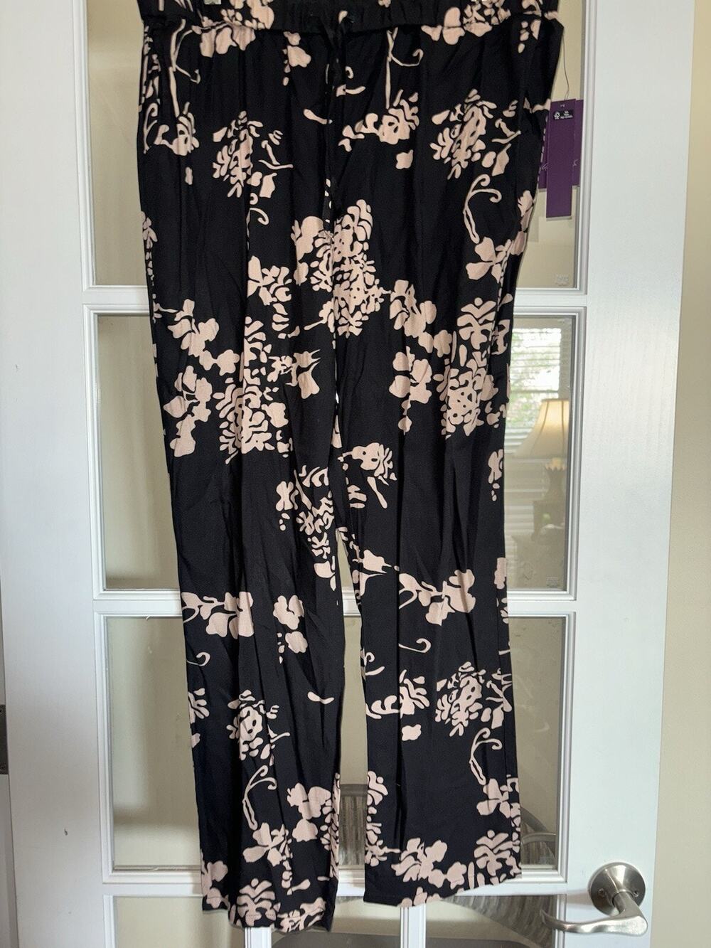 NEW NWT gloria Vanderbilt lilliana crop pants floral black tan medium boho pants